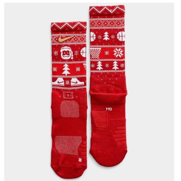 NWT Nike Elite Basketball Crew Christmas Socks - Picture 1 of 3